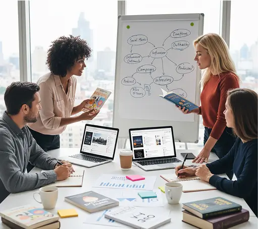 Confetti Falling Over Open Book from the Collection of Published Books